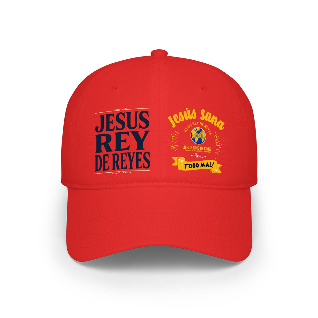 Religious Baseball Cap — “Jesús Rey de Reyes” Red Low Profile Hat