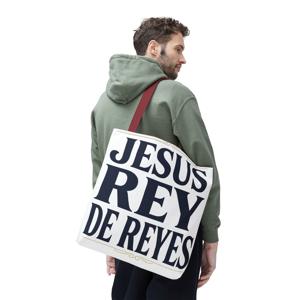 Jesus Rey De Reyes Tote Bag – Inspirational 'Jesus Heals' Christian Canvas Tote
