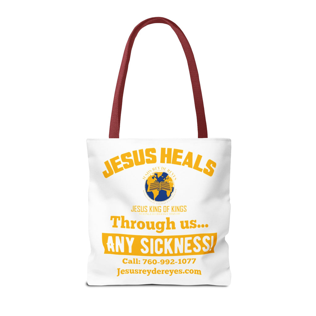Jesus Rey De Reyes Tote Bag – Inspirational 'Jesus Heals' Christian Canvas Tote