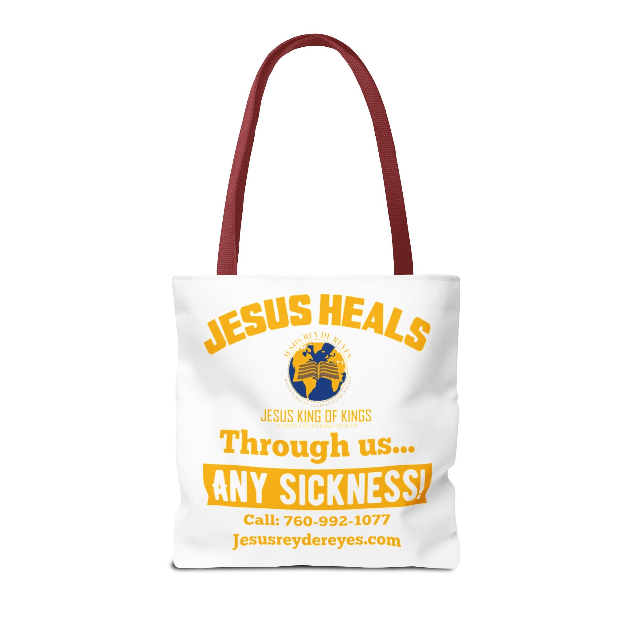Jesus Rey De Reyes Tote Bag – Inspirational 'Jesus Heals' Christian Canvas Tote
