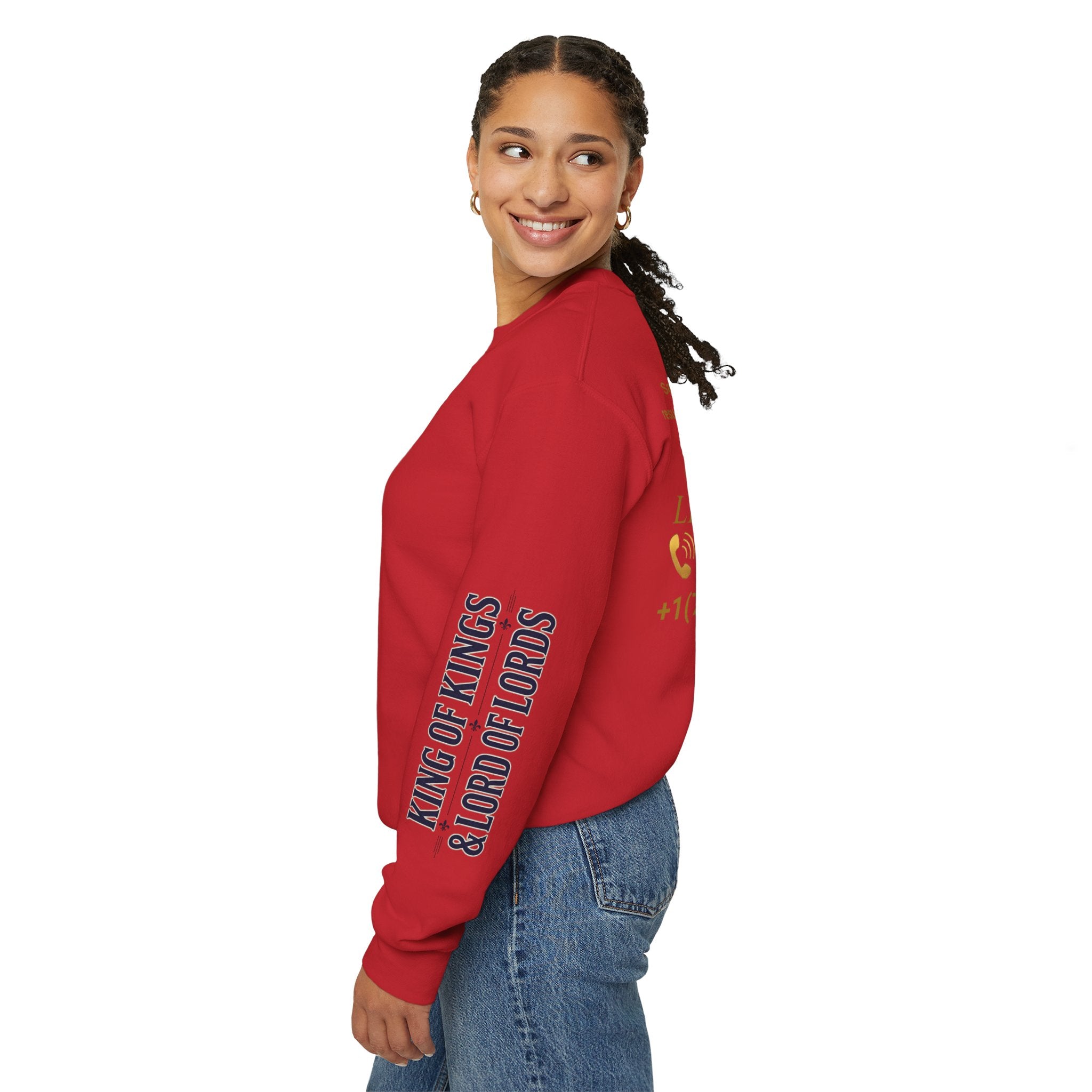 Christian Jesus Is Lord Crewneck Sweatshirt — "¿Necesitas Libertad / Liberación?" Spiritual Outreach Design