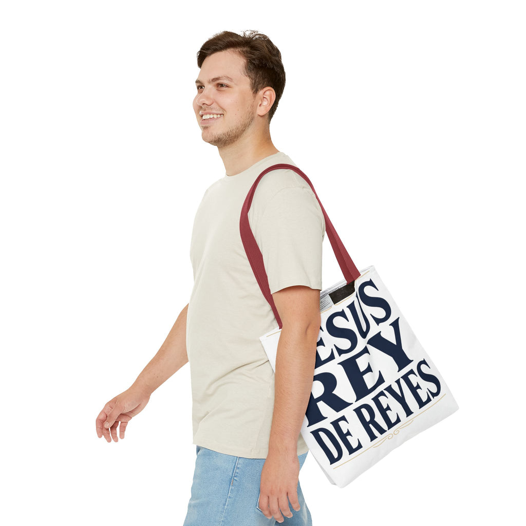 Jesus Rey De Reyes Tote Bag – Inspirational 'Jesus Heals' Christian Canvas Tote