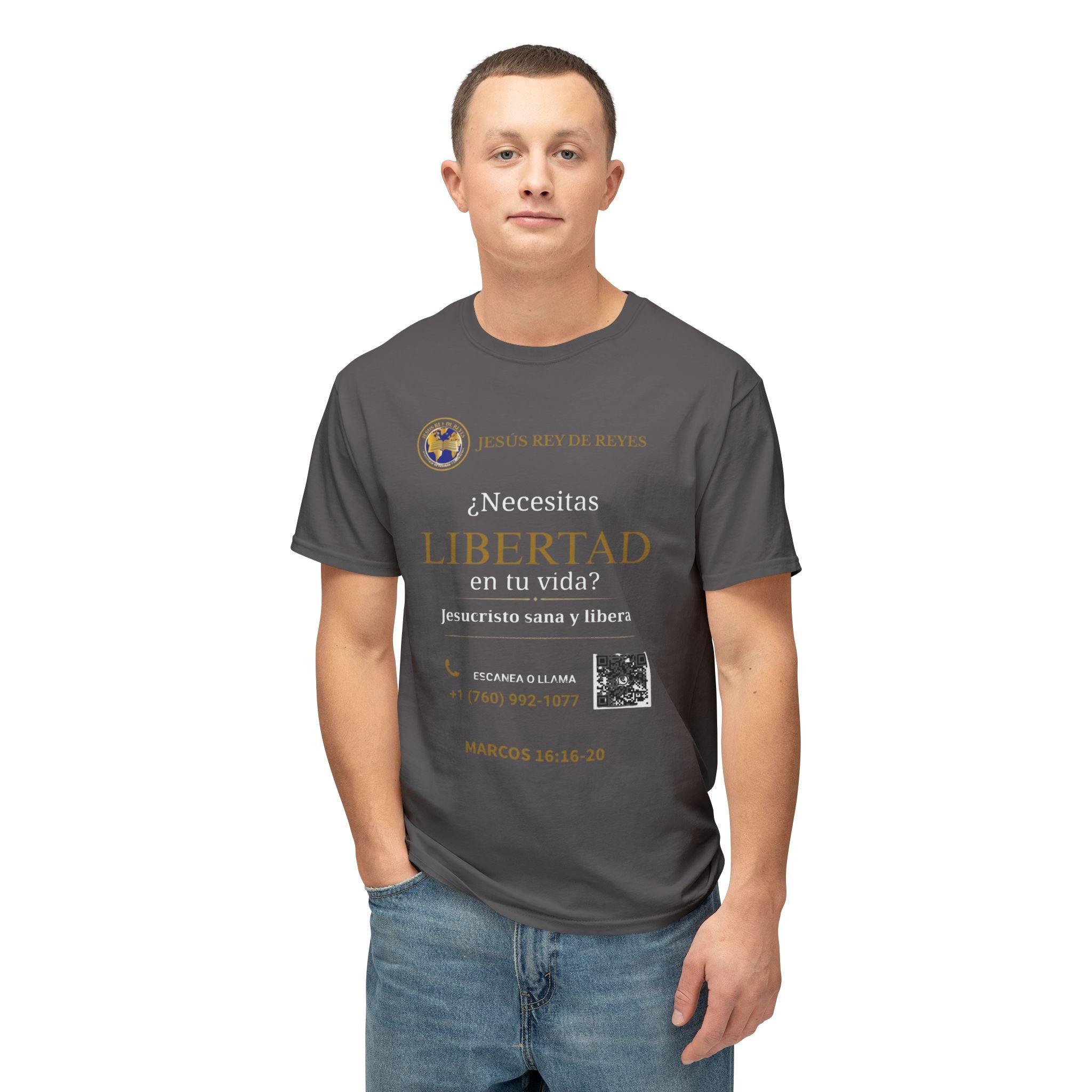 Jesus Cristo Sana Y Libera T-Shirt Para Evagenlizar — ¿Necesitas Libertad?/Necesitas Liberación (Spanish Faith Outreach)