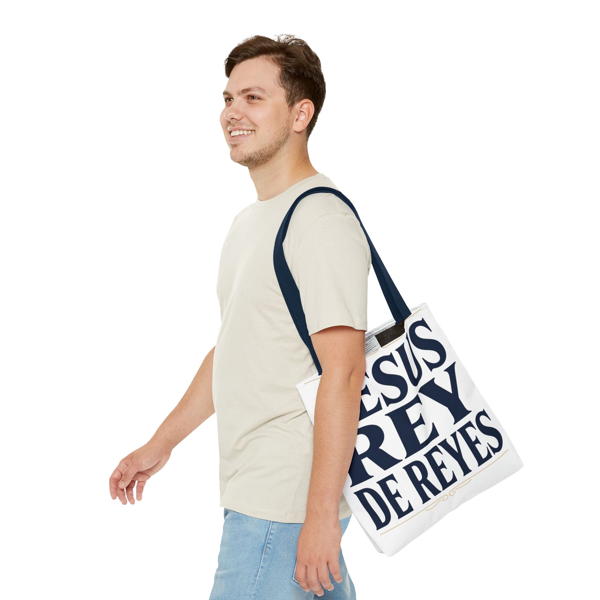 Jesus Rey De Reyes Tote Bag – Inspirational 'Jesus Heals' Christian Canvas Tote
