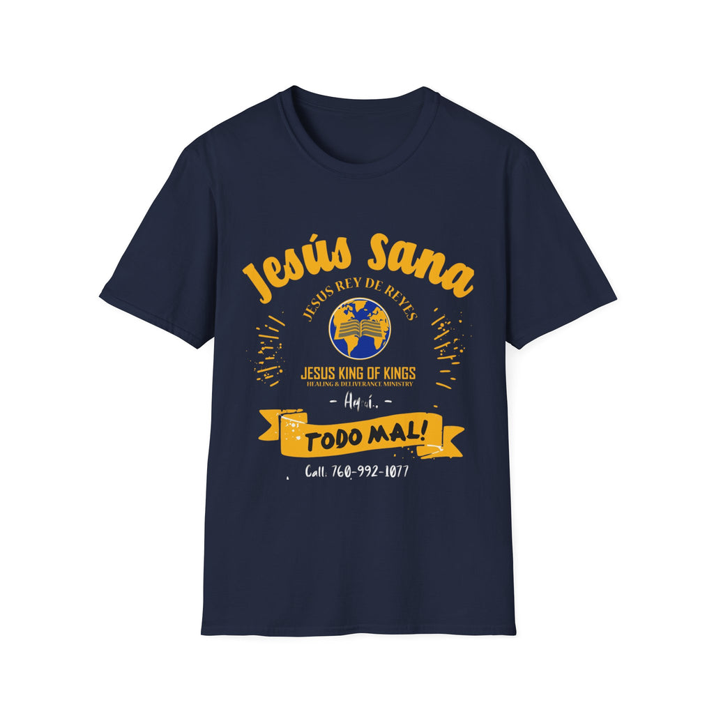 Jesús Sana Todo Mal T-Shirt — Spanish Christian Faith Tee (Jesus King of Kings)