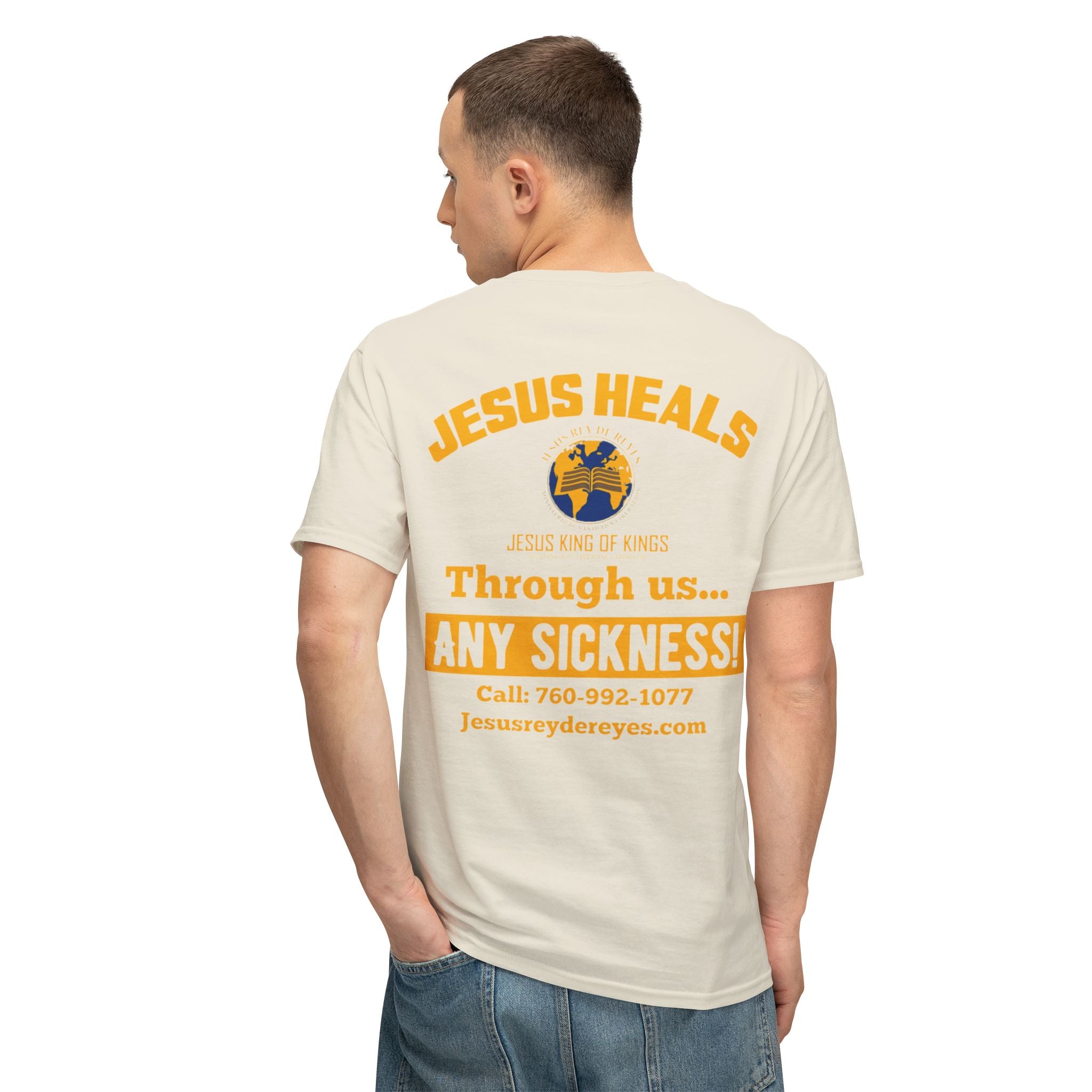 Jesus Heals T-Shirt — 'Through Us... Any Sickness!' Faith Healing Tee