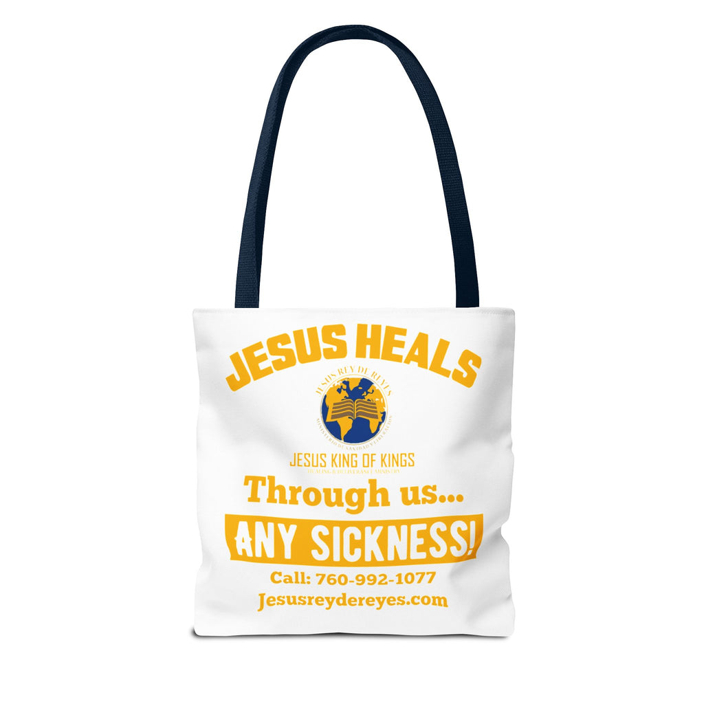 Jesus Rey De Reyes Tote Bag – Inspirational 'Jesus Heals' Christian Canvas Tote