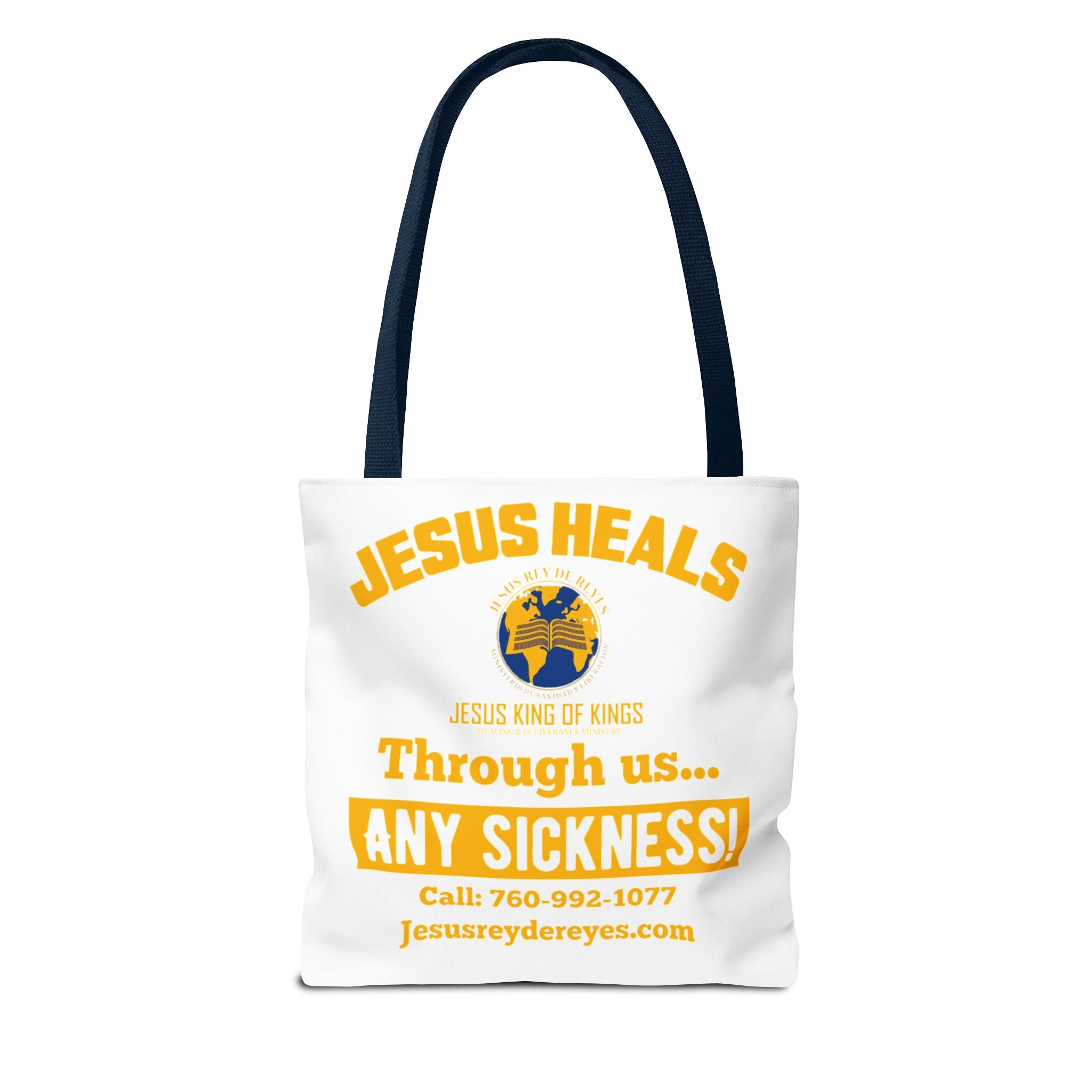 Jesus Rey De Reyes Tote Bag – Inspirational 'Jesus Heals' Christian Canvas Tote